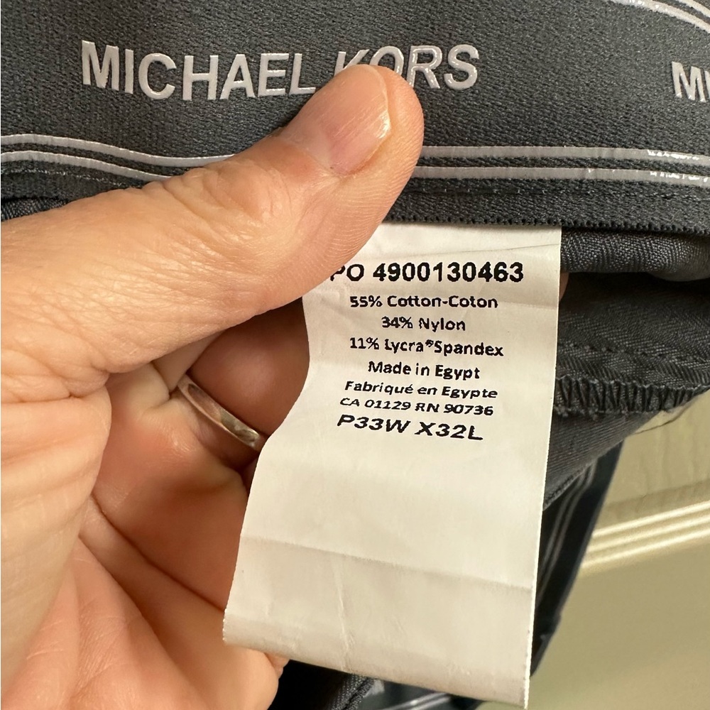 Michael Kors Gray Dress Pants Flat Front Straight Leg Stretch P33Wx32L - Picture 3 of 6